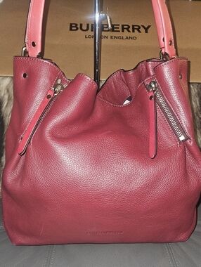 Burberry Leather Large Check Tote